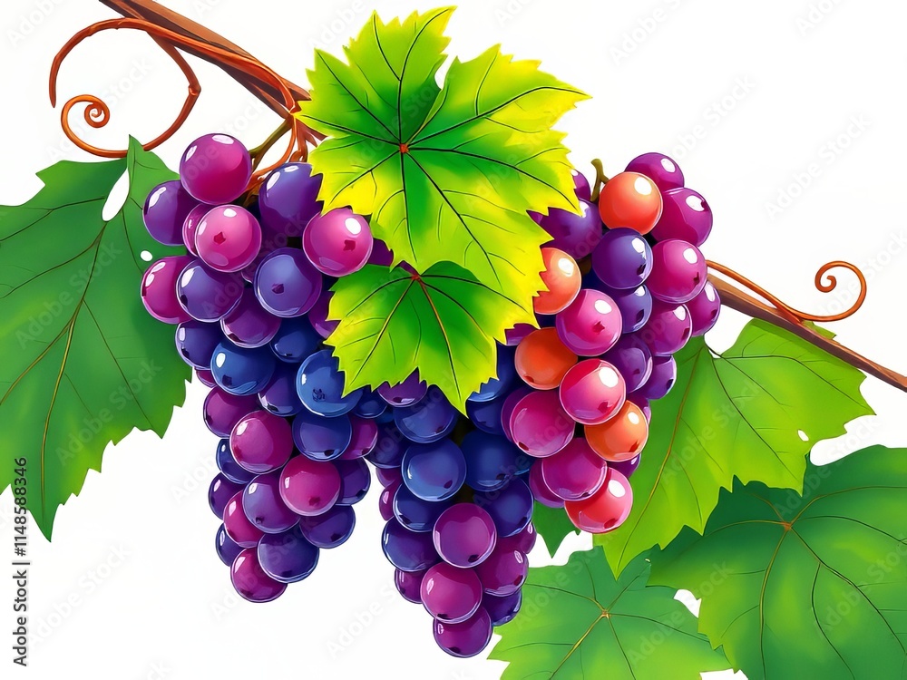 Vibrant Hand Drawn Grapevine Sketch - Fresh Fruit Illustration