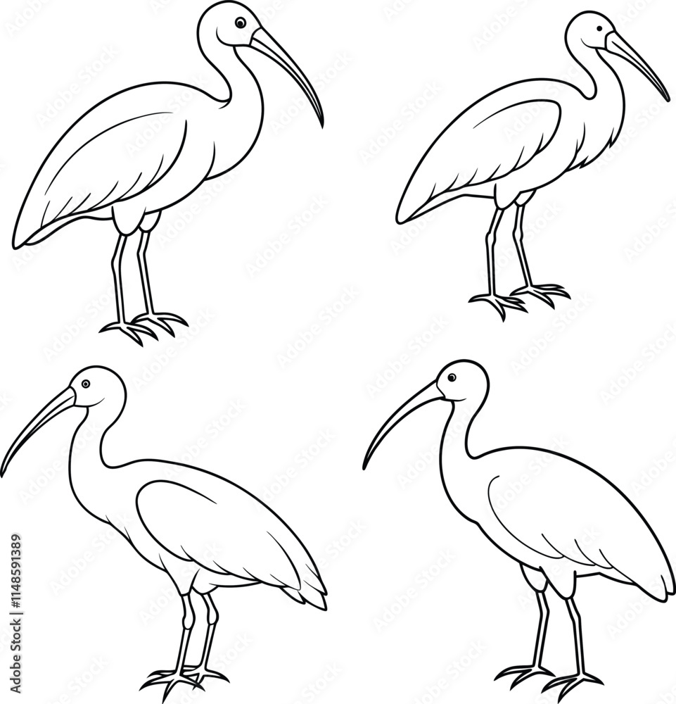 Fototapeta premium bundle ibis line art and illustrator eps