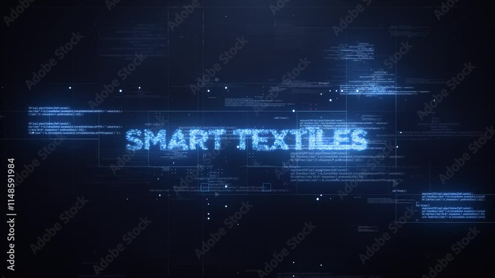 Smart Textiles Word on Dynamic Technology Background Smart Textiles Word on Dynamic Technology Background