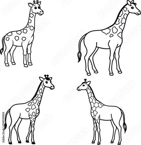 Giraff bundle line art and illustrator eps