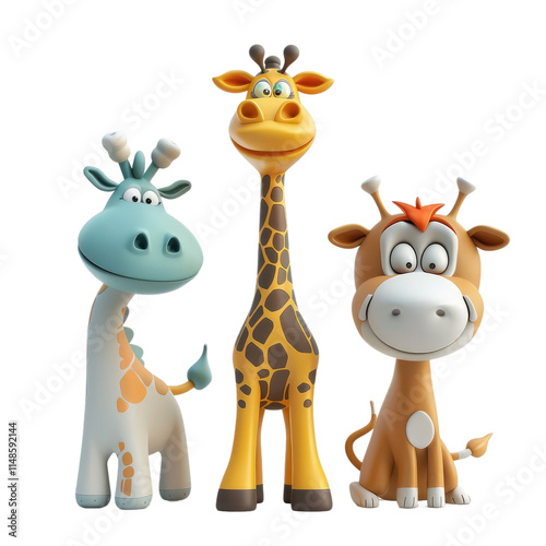 Wallpaper Mural Three cartoon giraffes are standing next to each other Torontodigital.ca
