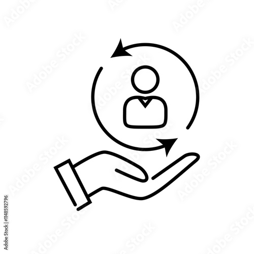 Care customer icon, total inclusive service, line symbol on white background. Editable stroke vector illustration eps10.