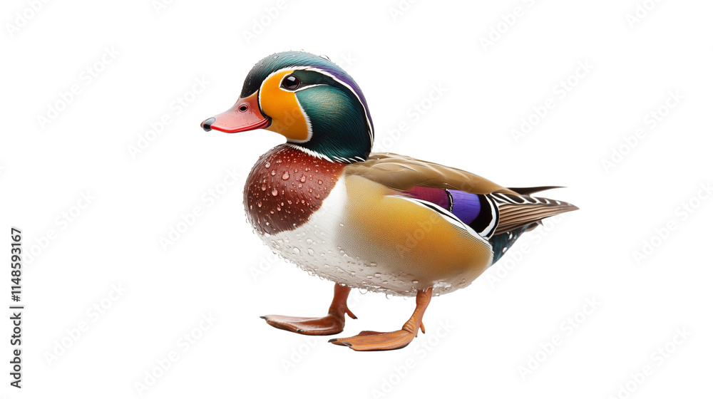 Obraz premium A mandarin duck isolated on a transparent background
