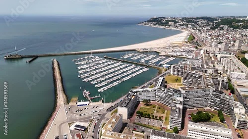 Drone footage of Le Havre Marina in France