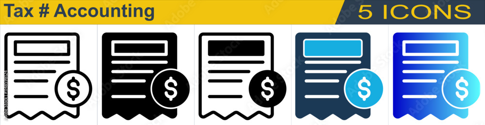 Tax icon with 5 styles (outline, solid, mixed, duotone and solid gradient) Tax icon with 5 styles (outline, solid, mixed, duotone and solid gradient)
