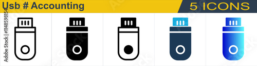 Usb icon with 5 styles (outline, solid, mixed, duotone and solid gradient)