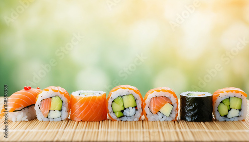 Sushi blury background with copyspace
