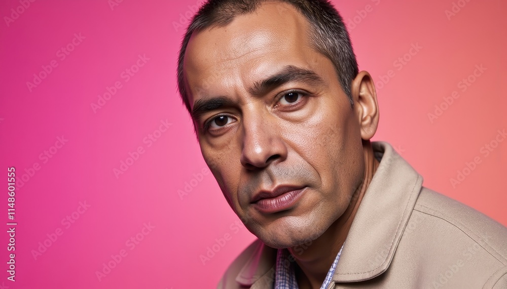 Obraz premium Intense Portrait of a Man Against a Colorful Background