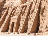 Stone carvings at the entrance of the Temple of Nefertari, Abu Simbel, Egypt - Lateral shot 2