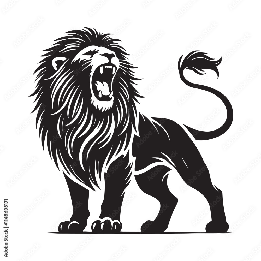 Minimalistic roaring lion silhouette for versatile media applications - Roaring lion vector
Minimalistic roaring lion silhouette for versatile media applications - Roaring lion vector
