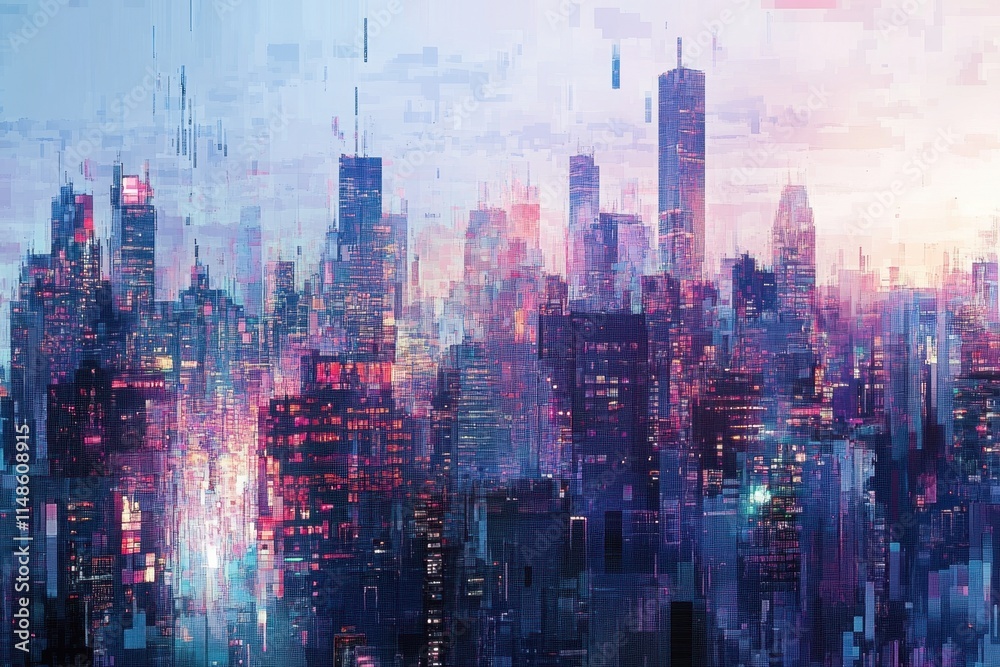 Glitching Cityscape Digital Art Abstract Metropolis Glitching Cityscape Digital Art Abstract Metropolis