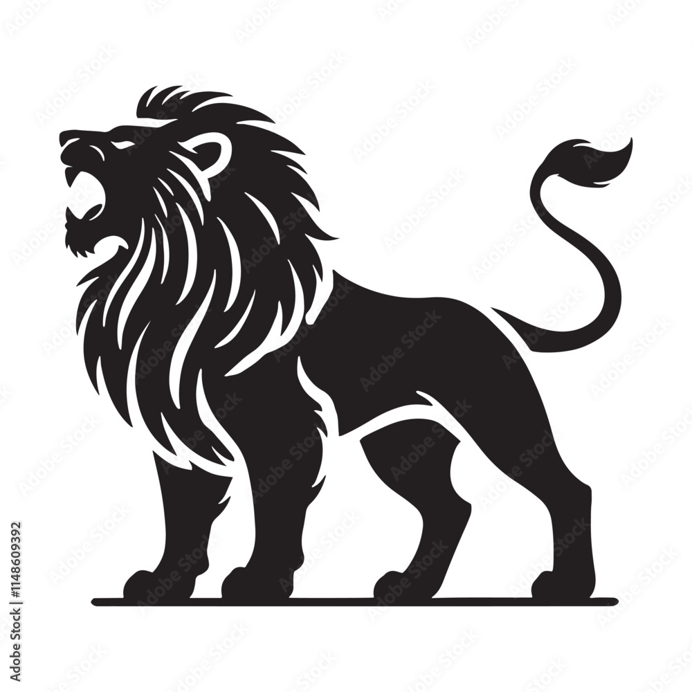 Powerful roaring lion silhouette for versatile media uses - Roaring lion vector
Powerful roaring lion silhouette for versatile media uses - Roaring lion vector