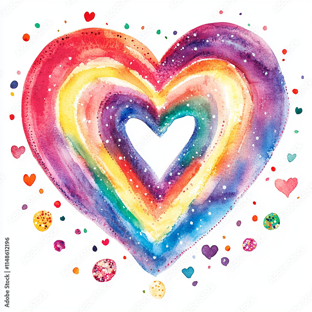 A cheerful heart-shaped rainbow in groovy Valentine’s colors A cheerful heart-shaped rainbow in groovy Valentine’s colors