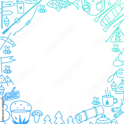 Camping elements decorative frame