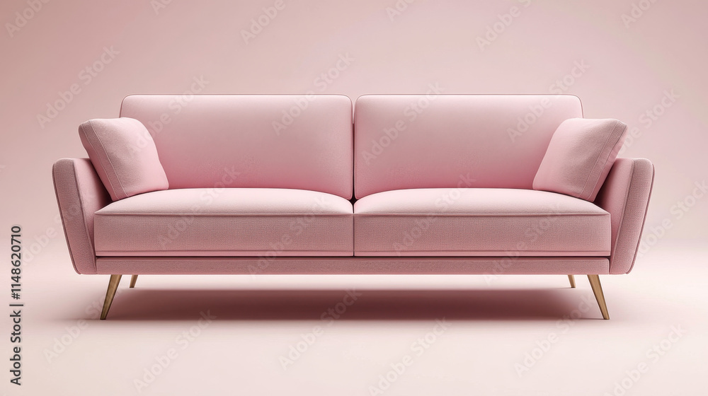 Pink modern sofa, isolated on white background Pink modern sofa, isolated on white background