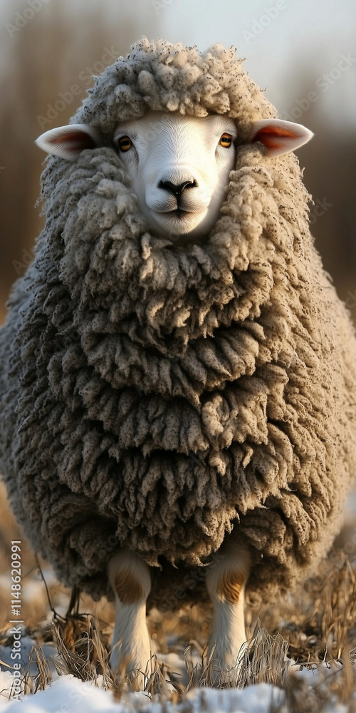 Obraz premium Merino Sheep in Cozy Winter Pasture