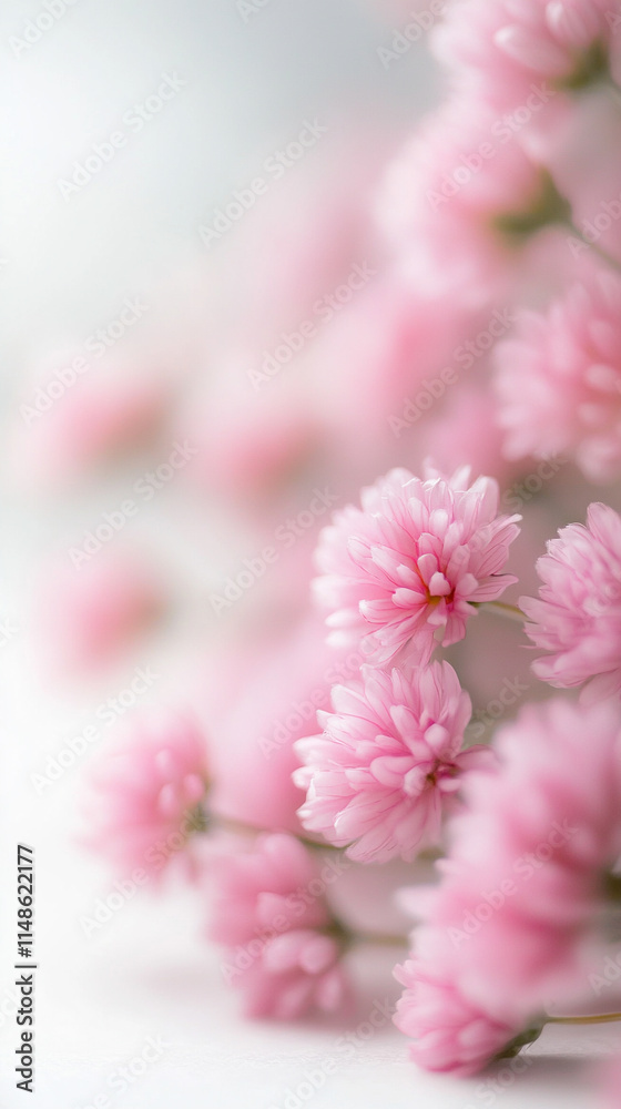 Delicate pink flowers softly blurred, creating a serene and tranquil atmosphere. Delicate pink flowers softly blurred, creating a serene and tranquil atmosphere.