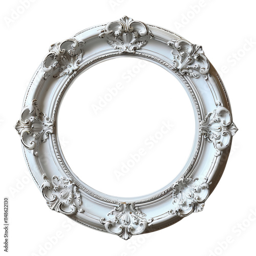 A white frame with a gold trim