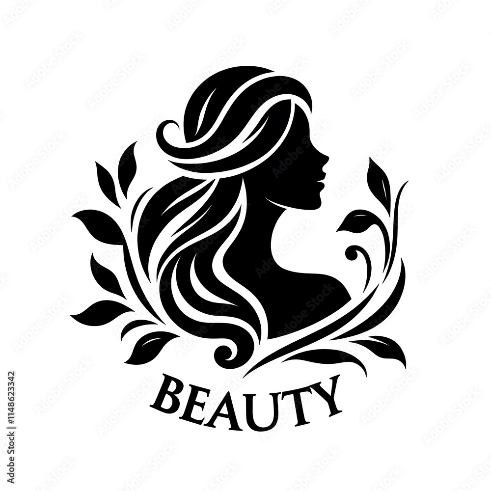 Beauty girl logo silhouette vector style with white background, illustration