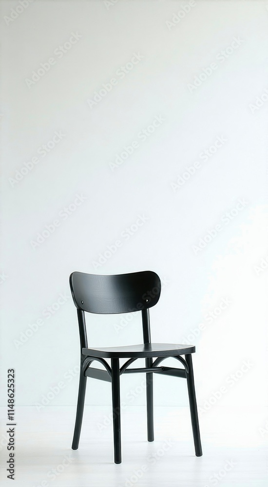 Fototapeta premium Black chair sitting in a white room