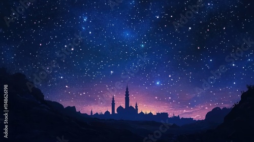 Starry Night Over Silhouetted Arabian Cityscape