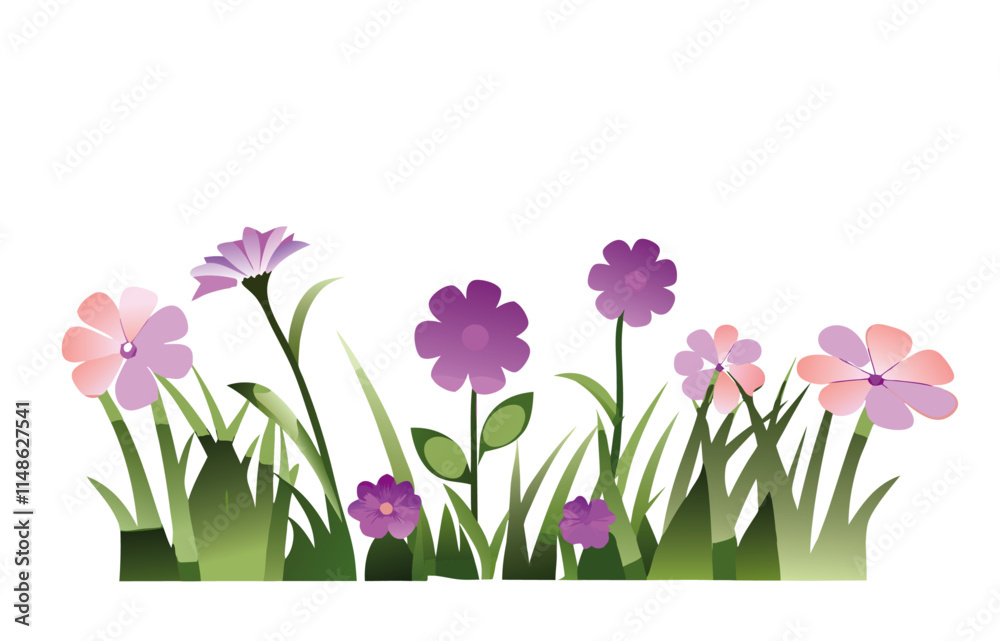 Fototapeta premium spring flowers and grass