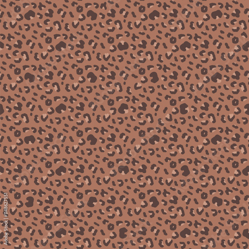 Leopard monochrome seamless pattern. Animal camouflage print mocha mouse endless background. Cheetah or panther skin texture repeat cover. Abstract jaguar fur continuous ornament. Vector illustration.