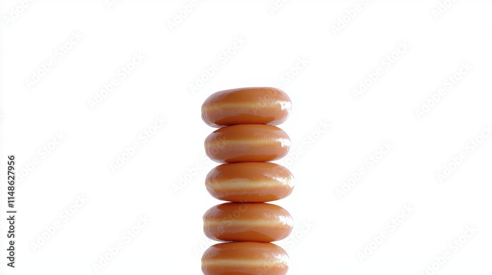 Stack of Glazed Donuts on White Background, Sweet Treats Display Stack of Glazed Donuts on White Background, Sweet Treats Display