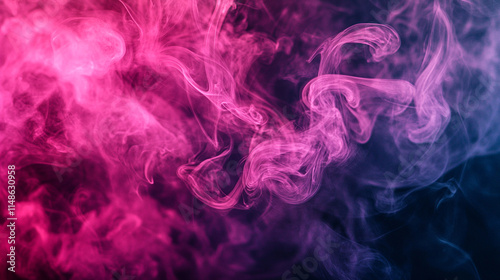 Colorful smoke patterns create a vibrant abstract design in dark background.