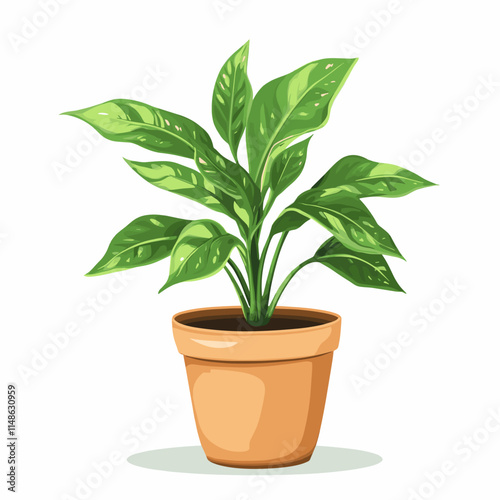 Lush green houseplant in a terracotta pot showcasing vibrant leaves and healthy growth indoors