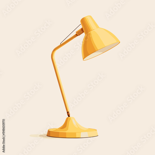 Bright yellow desk lamp with a modern design illuminating a workspace in a minimal setting