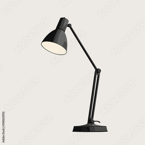 Classic black desk lamp enhances workspace illumination and style in a modern office environment during daylight