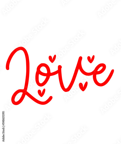 Love heart valentine typography design on plain white transparent isolated background for card, shirt, hoodie, sweatshirt, apparel, tag, mug, icon, poster or badge