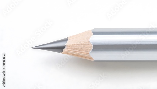 Metallic silver pencil with a sleek design, isolated on a clean white background, showcasing its modern aesthetic in high-resolution clarity.
