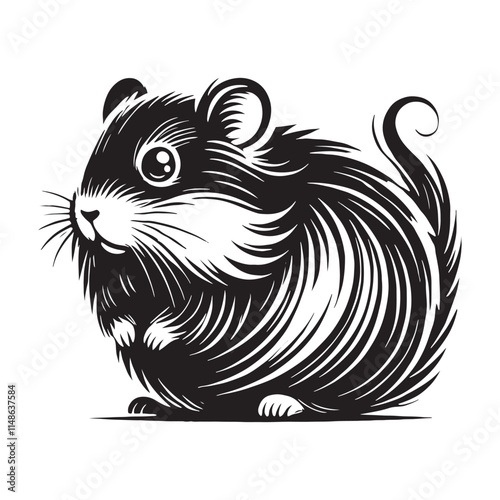 Simplified hamster silhouette for unique media projects - Hamster illustration - minimallest hamster vector
 photo