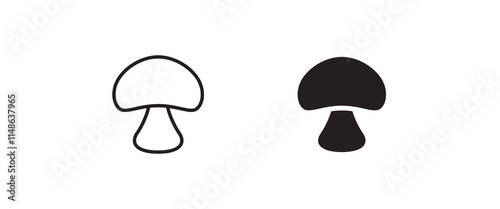 Champignon mushroom icon button, vector, sign, symbol, logo, illustration, editable stroke, flat design style isolated on white