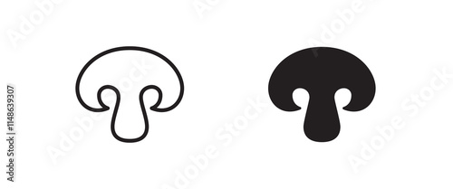 Champignon mushroom icon button, vector, sign, symbol, logo, illustration, editable stroke, flat design style isolated on white