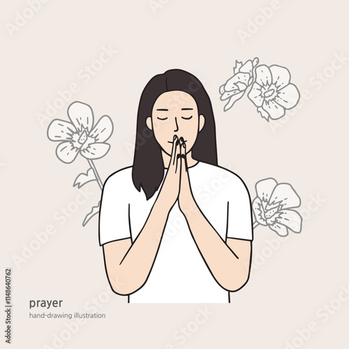 an illustration of a praying woman