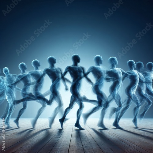 Figure dancing through time multiple ghost images showing moveme photo