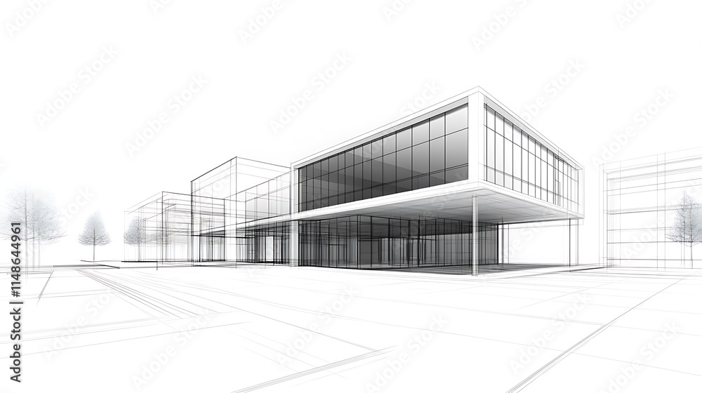 Modern Building Architectural 3D Render Design. AI Generated Modern Building Architectural 3D Render Design. AI Generated