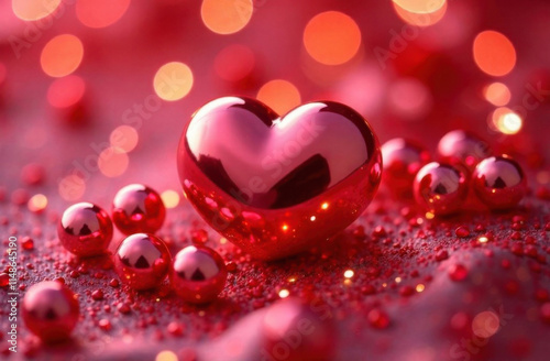Pearl Heart Red, Against the background a lot of glow and sparkle