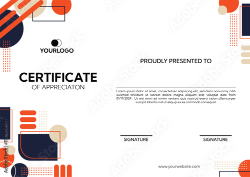 Abstract shape design certificate template