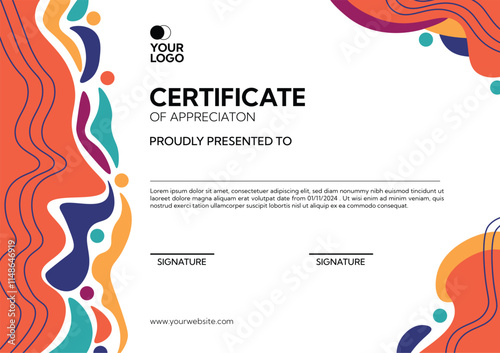 Abstract waves with lines certificate template