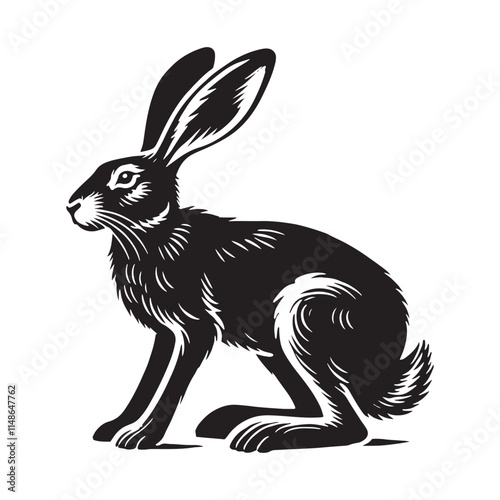 Captivating hare silhouette for modern art designs - Hare black vector
