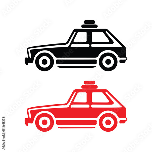Car vector illustration, silhouette black and white color versions