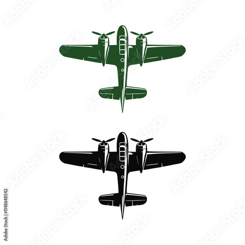 Military Aircraft art Silhouette vector Collection illustration on white