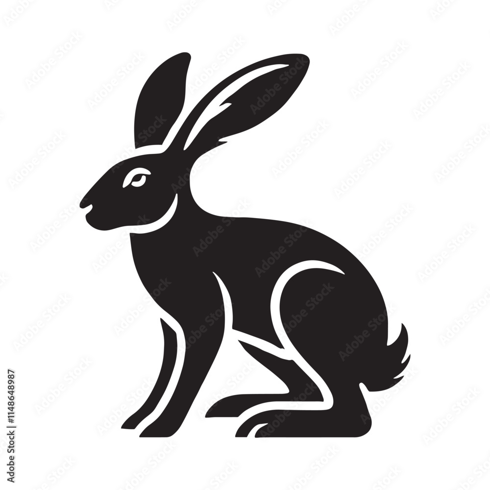 Simplified hare silhouette for modern design purposes - Hare illustration - minimallest hare vector
Simplified hare silhouette for modern design purposes - Hare illustration - minimallest hare vector