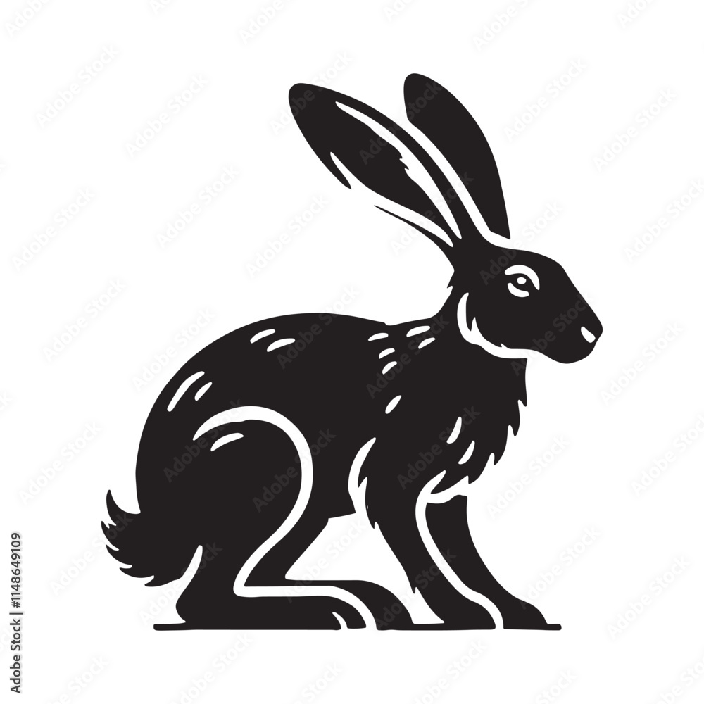 Obraz premium Hare silhouette for creative digital projects - Hare black vector 