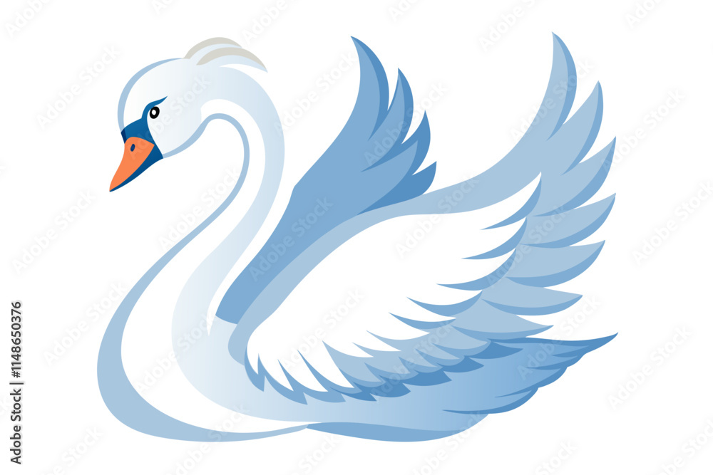 Obraz premium Vector Illustration of a Cartoon Swan Animation, Painted with Watercolor, Isolated on a White Background, Perfect for Use in Digital Media, Advertising, and Creative Projects