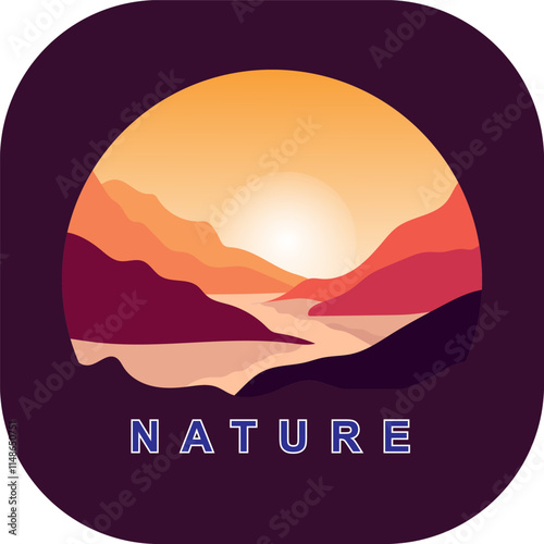 landscape scenery gradient logo icon sticker